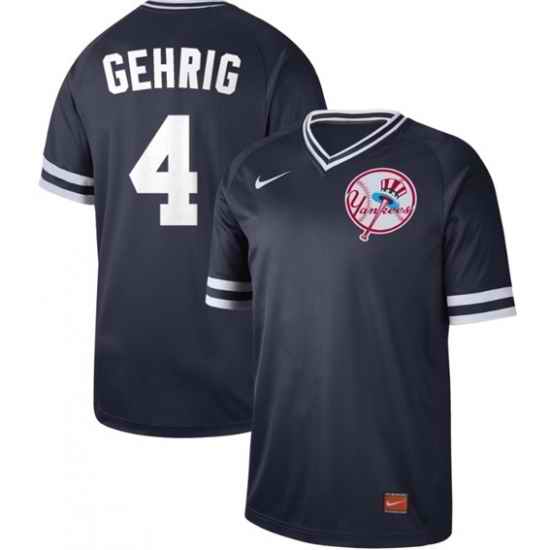 Mens Nike New York Yankees 4 Lou Gehrig Navy Authentic Cooperstown Collection Stitched Baseball Jerse